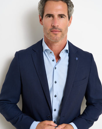 Travel shirt herringbone 018 - Light blue