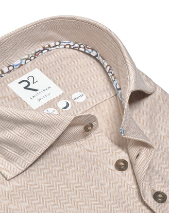 Travel shirt herringbone 045 - Beige