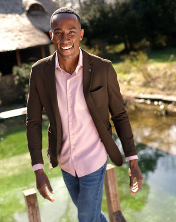 Travel shirt herringbone 089 - Old pink