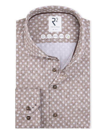 Travel shirt sorona blend floral print 045 - Beige