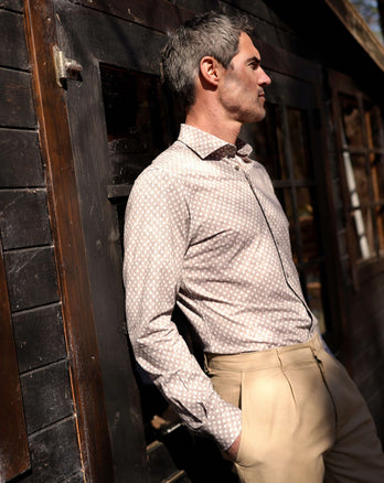 Travel shirt sorona blend floral print 045 - Beige