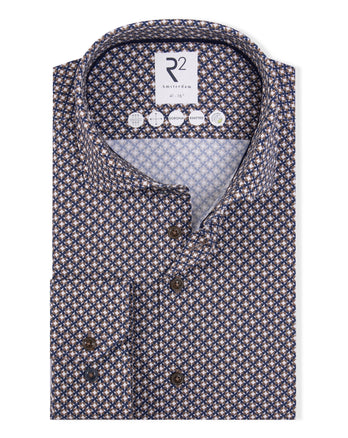 Travel shirt sorona blend symmetrical print 045 - Beige