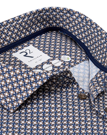 Travel shirt sorona blend symmetrical print 045 - Beige