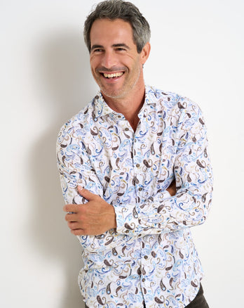 Travel shirt paisley print 045 - Beige