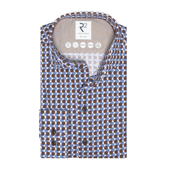 Travel shirt sorona blend retro print 041 - Brown