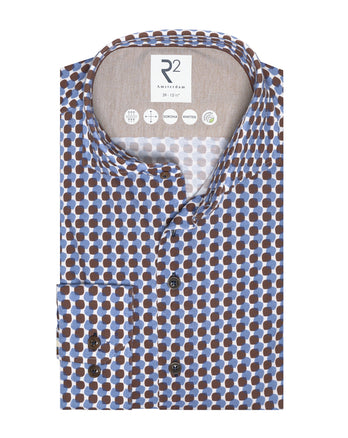 Travel shirt sorona blend retro print 041 - Brown