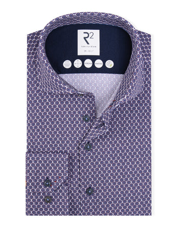 Travel shirt dobby retro print 085 - Red