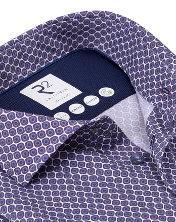 Travel shirt dobby retro print 085 - Red