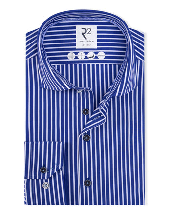 Travel shirt striped 012 - Cobalt