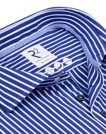 Travel shirt striped 012 - Cobalt