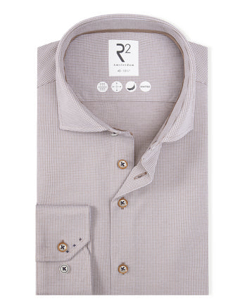 Travel shirt pied de poule 045 - Beige