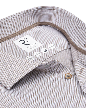 Travel shirt pied de poule 045 - Beige