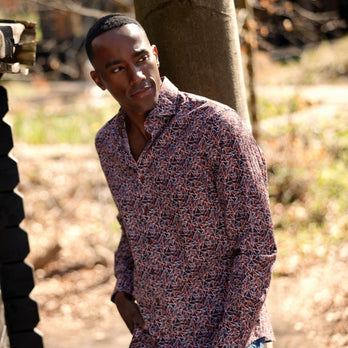 Triangle print stretch shirt 080 - Bordeaux