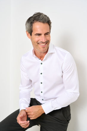 Tencel blend stretch shirt 004 - White