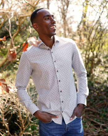 Chemise en coton à chevrons imprimé 028 - Grey