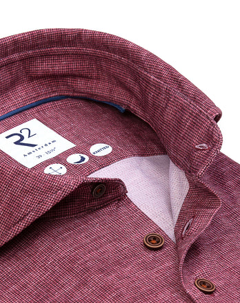 Dobby print stretch overhemd 085 - Red