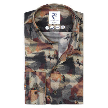 Rock climbing print Lyocell shirt 073 - Multicolour
