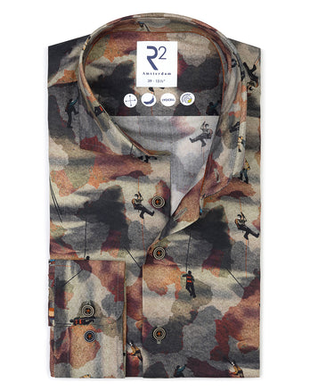Rock climbing print Lyocell shirt 073 - Multicolour