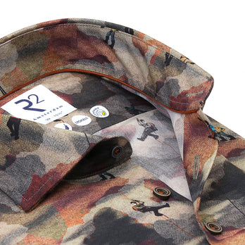 Rock climbing print Lyocell shirt 073 - Multicolour