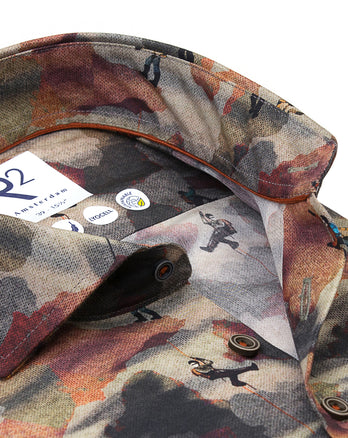 Rock climbing print Lyocell shirt 073 - Multicolour