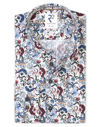 Flower print stretch shirt 073 - Multicolour