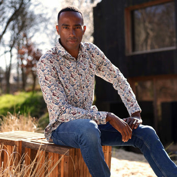 Flower print stretch shirt 073 - Multicolour