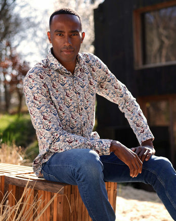 Flower print stretch shirt 073 - Multicolour