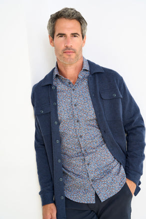 Climbing wall print cotton shirt 073 - Multicolour