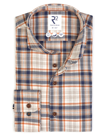 Geruit katoenen overhemd 090 - Brique