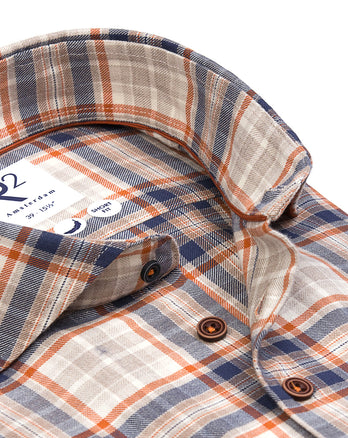 Geruit katoenen overhemd 090 - Brique