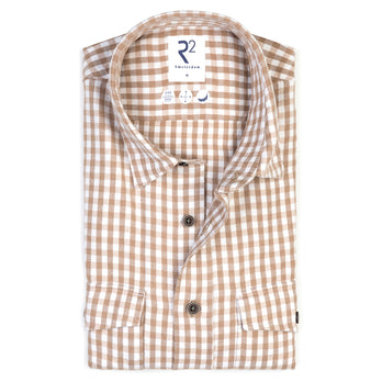 Checkered wool blend shirt 045 - Beige