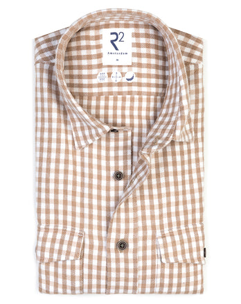 Checkered wool blend shirt 045 - Beige