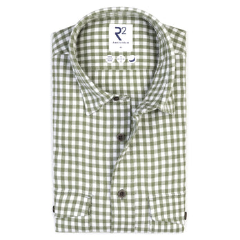 Checkered wool blend shirt 074 - Green
