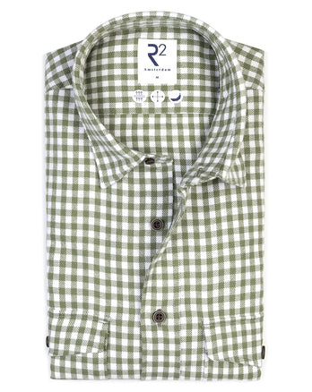 Checkered wool blend shirt 074 - Green