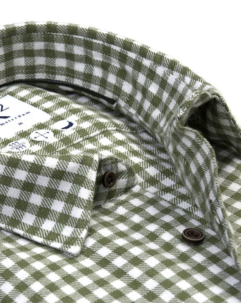Checkered wool blend shirt 074 - Green