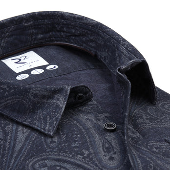 Paisley print lyocell shirt 016 - Denim blue