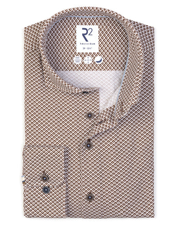Tencelmix overhemd met print 041 - Brown