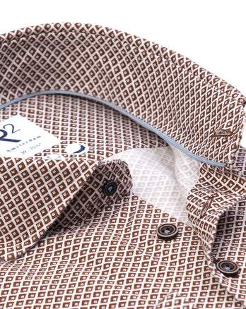 Tencelmix overhemd met print 041 - Brown