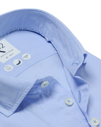 Washed cotton shirt pinstripe 018 - Light blue