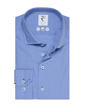 Washed Pied-de-Poule Baumwollhemd 012 - Cobalt