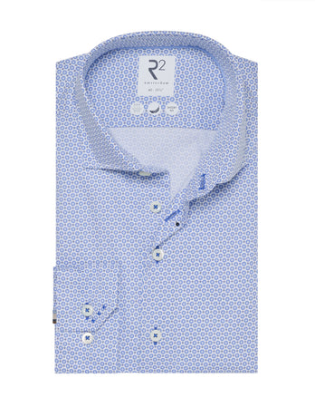 Washed cotton shirt printed 012 - Cobalt