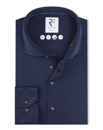 Extra long sleeves. Travel shirt dobby 010 - Navy