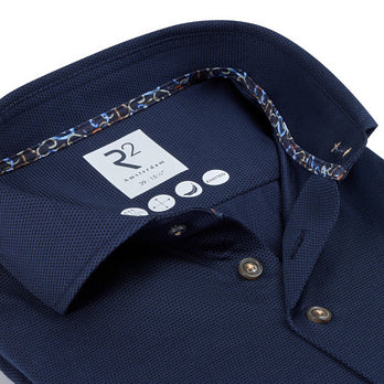 Extra long sleeves. Travel shirt dobby 010 - Navy