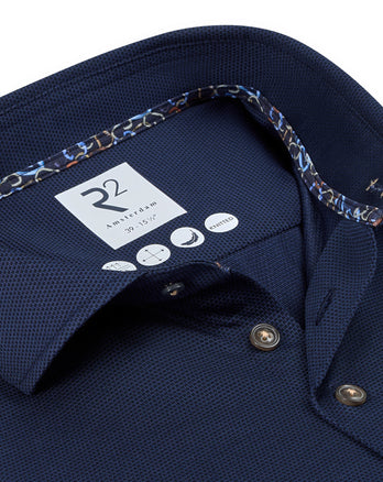 Extra long sleeves. Travel shirt dobby 010 - Navy