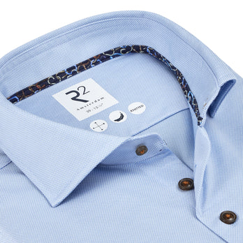 Extra long sleeves. Travel shirt dobby 018 - Light blue