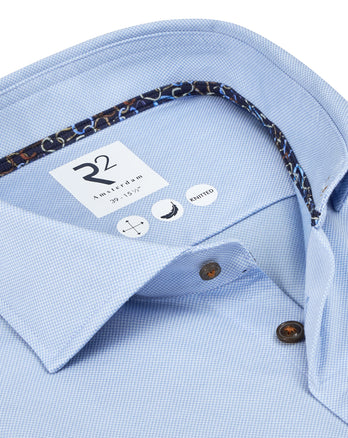 Extra long sleeves. Travel shirt dobby 018 - Light blue