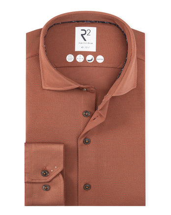 Extra long sleeves. Travel shirt dobby 090 - Brique