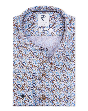 Extra long sleeves. Travel shirt carabiner print 073 - Multicolour