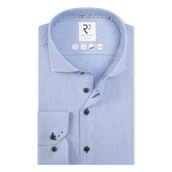 Extra long sleeves. Travel shirt herringbone 018 - Light blue