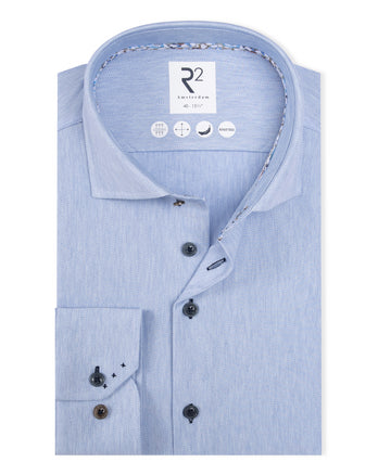 Extra long sleeves. Travel shirt herringbone 018 - Light blue